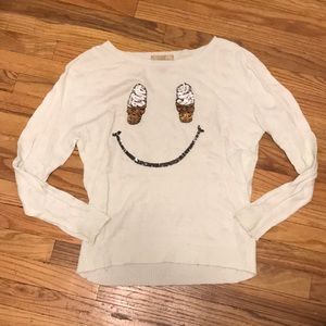 WILDFOX Vintage Sequin Ice Cream Sweater